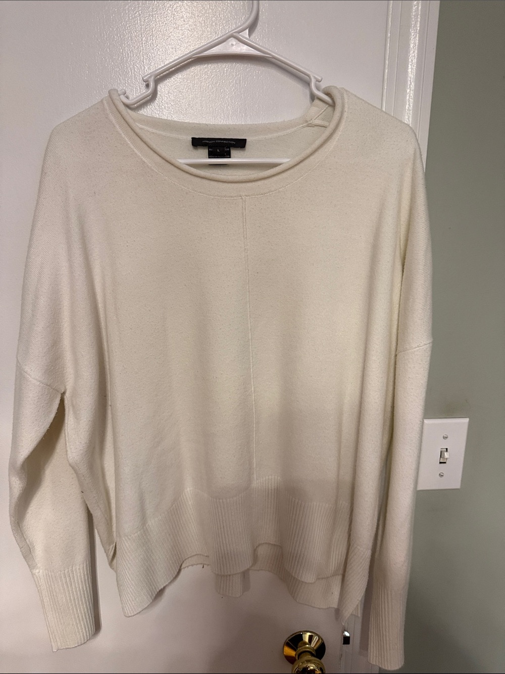 French Connection Cream Lightweight Crew Neck Sweater